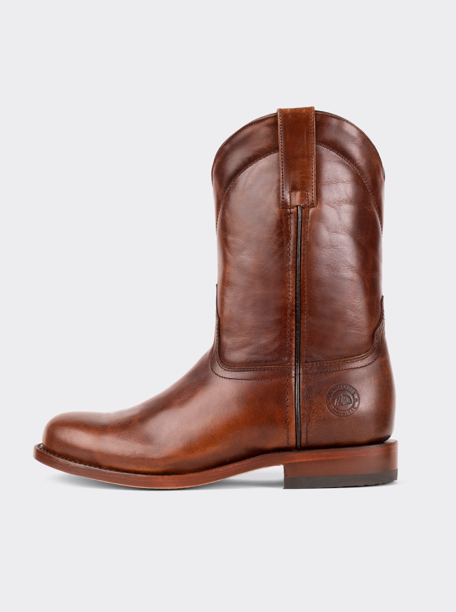 Men's Leather Roper Boot Leather Sole Honey Olmeca Style 1000