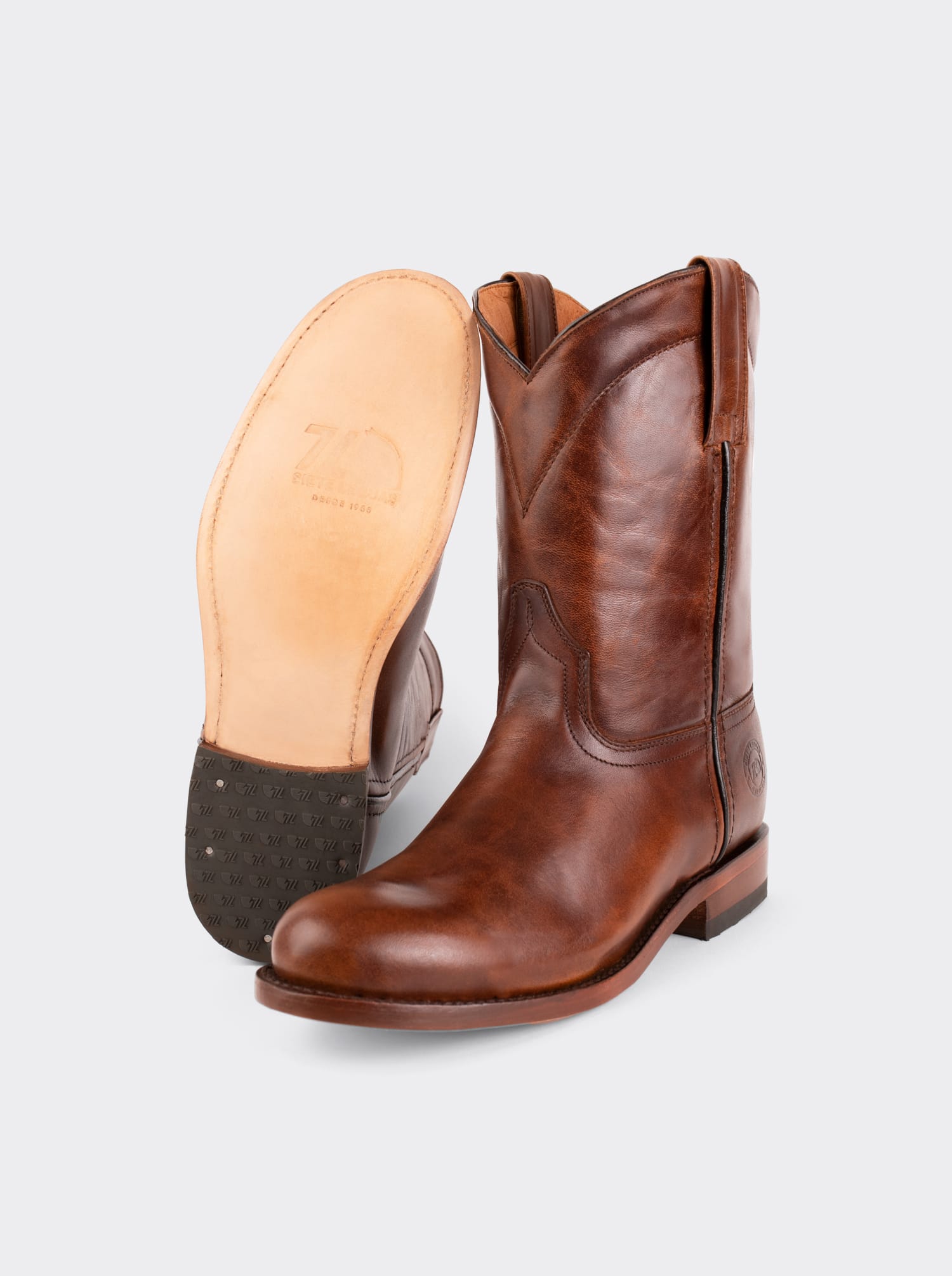 Men's Leather Roper Boot Leather Sole Honey Olmeca Style 1000