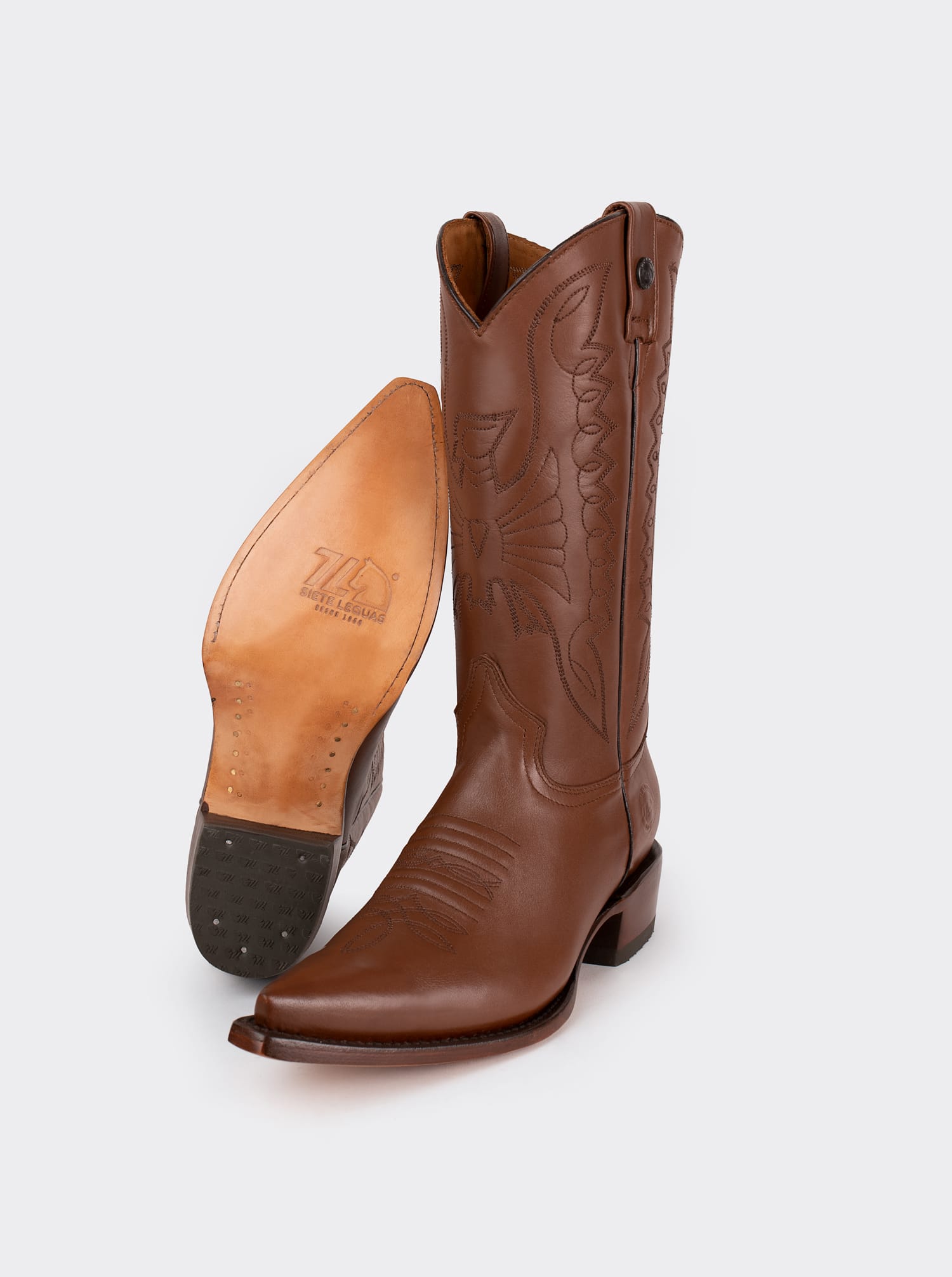 Bota Vaquera Tacón Cubano Borrego Café Estilo 1041