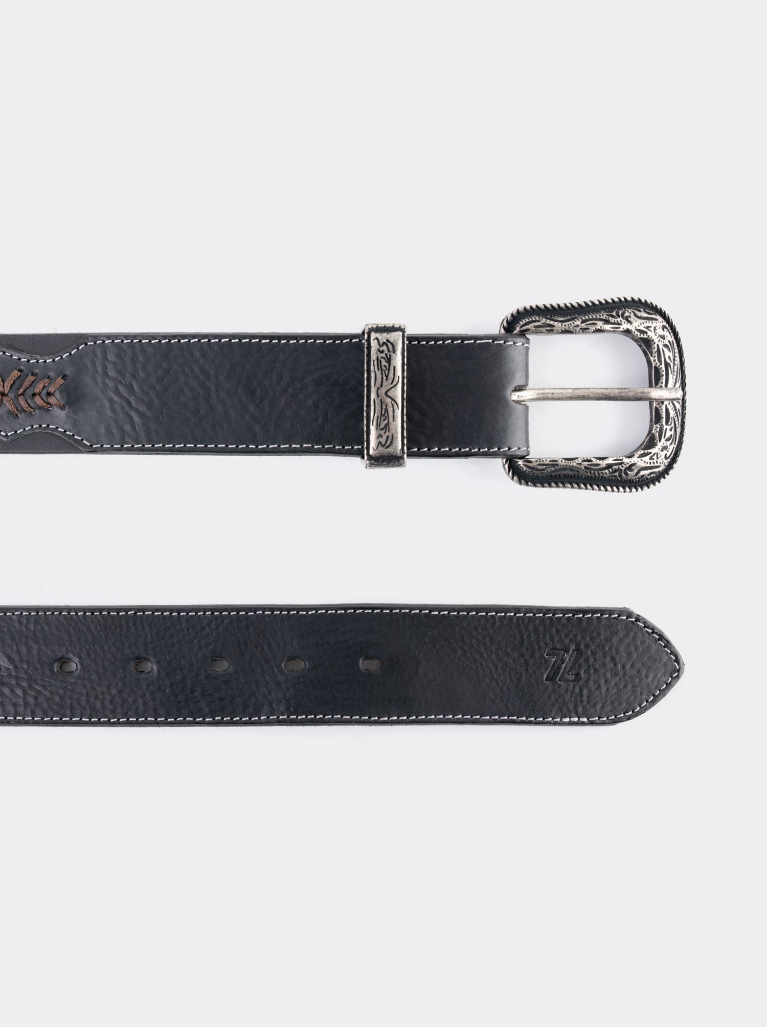 Cowboy Belt in Black Saddle Leather Style 11