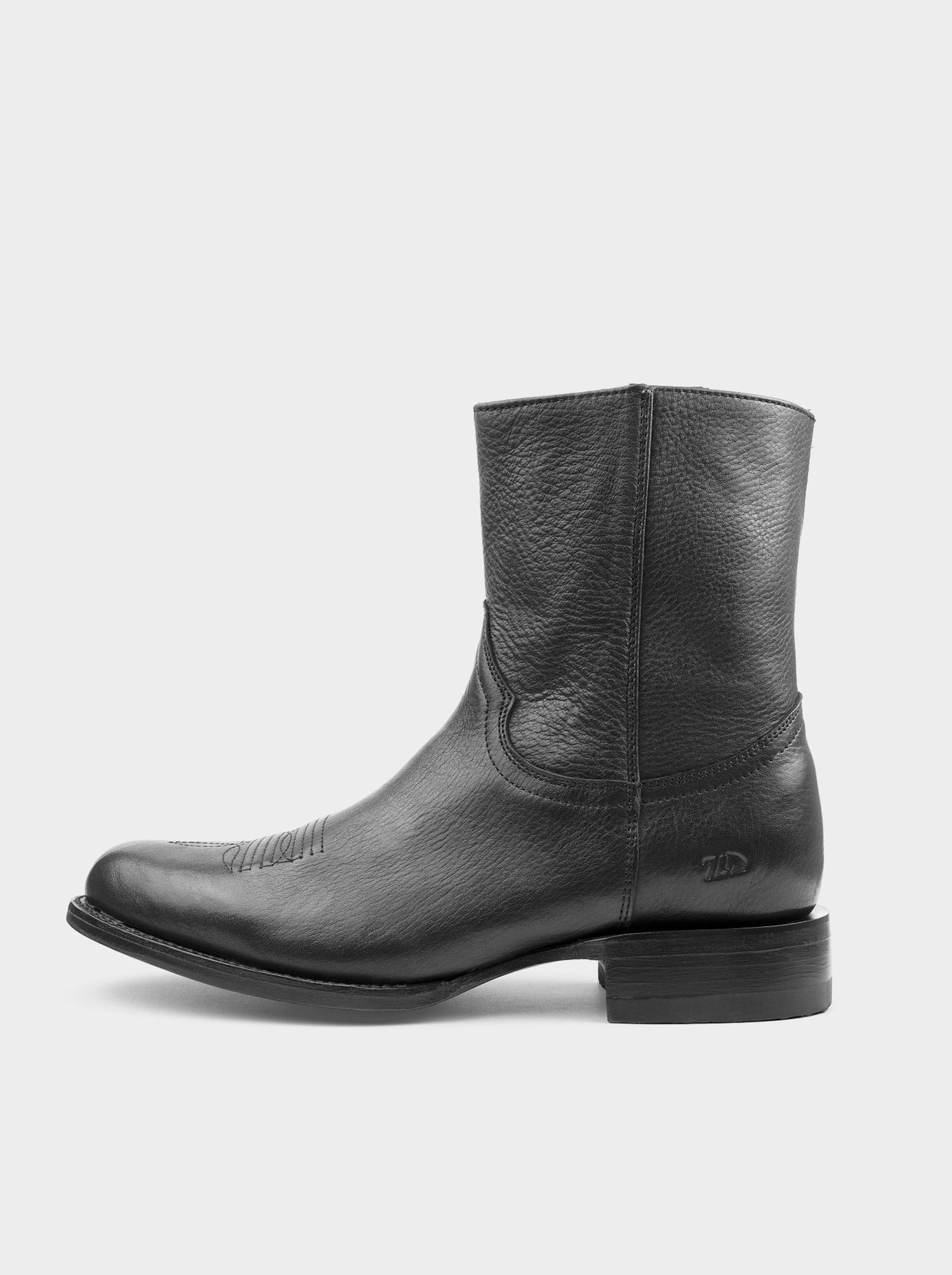 Men's Leather Cowboy Zip Boot Montana Black Color Style 11200