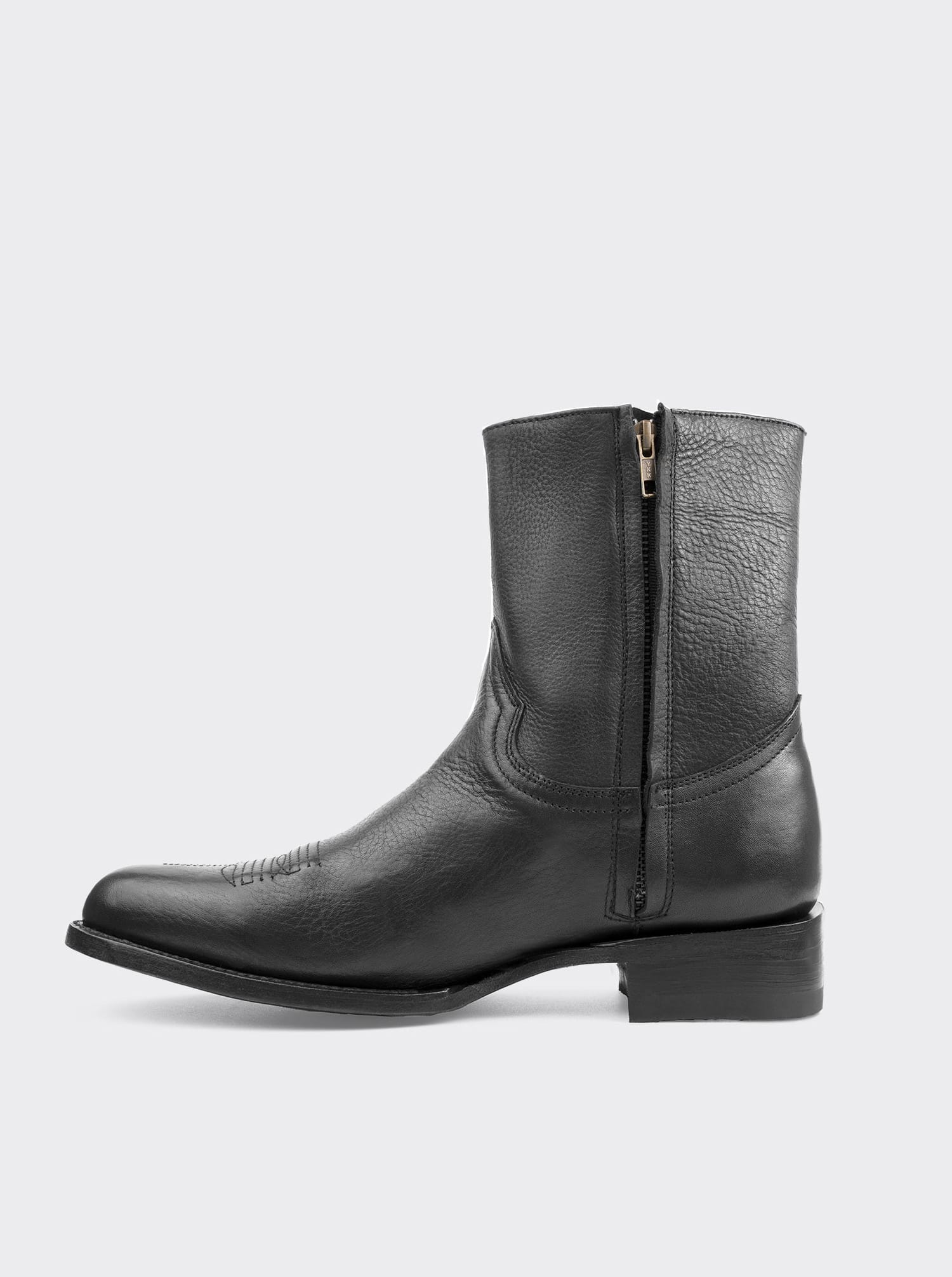 Men's Leather Cowboy Zip Boot Montana Black Color Style 11200