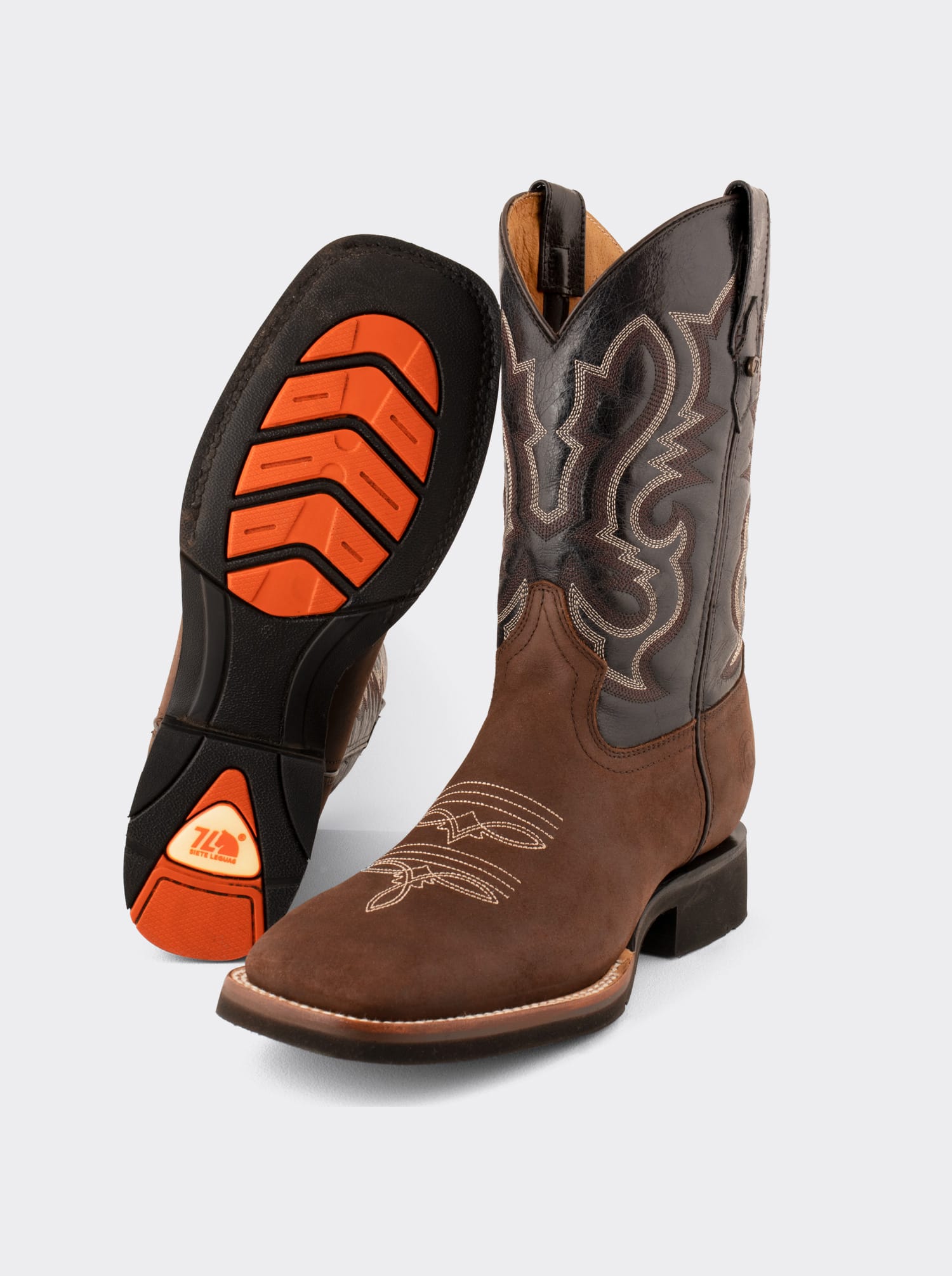 Bota Rodeo con Suela Ligera para Trabajo Crazy Café Estilo 1555