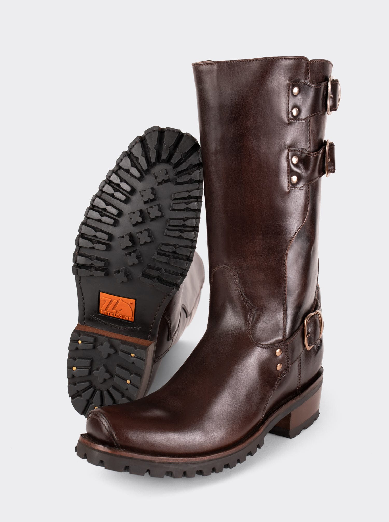 Bota Biker Suela Track Olmeca Café Estilo 1805