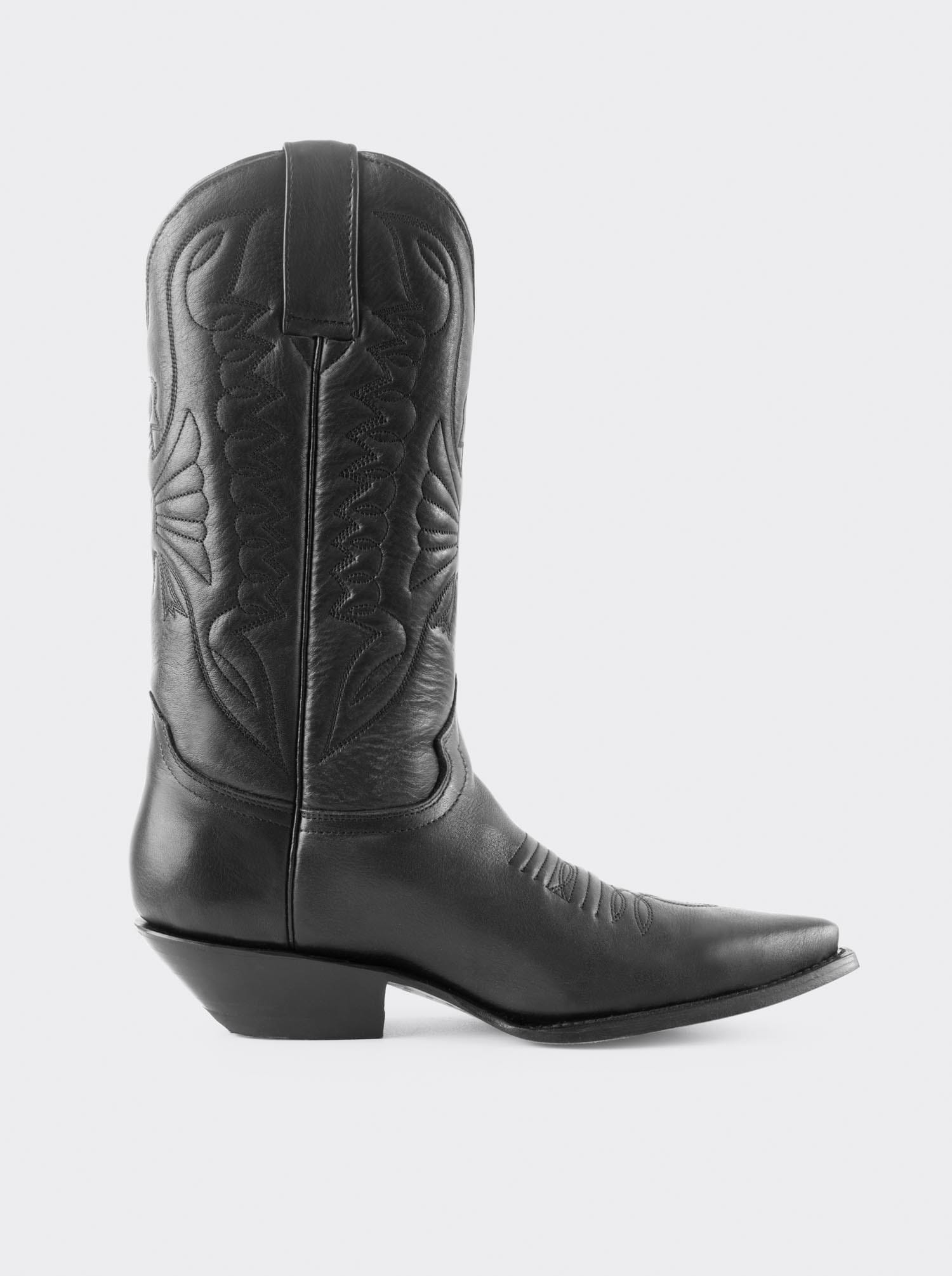 Bota Vaquera Siete Leguas Tacon Cubano Montana Negro Est. 1041