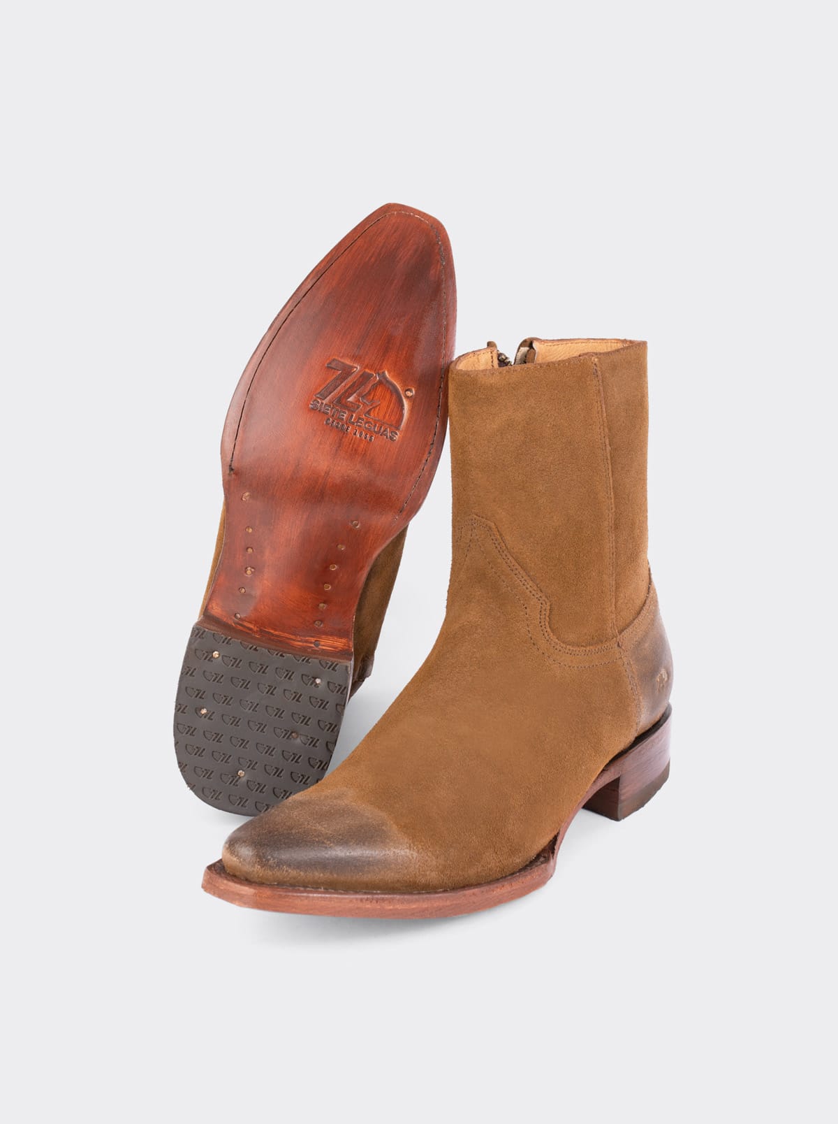Cowboy Boot with Zip, Suede, Ginger Style 6207