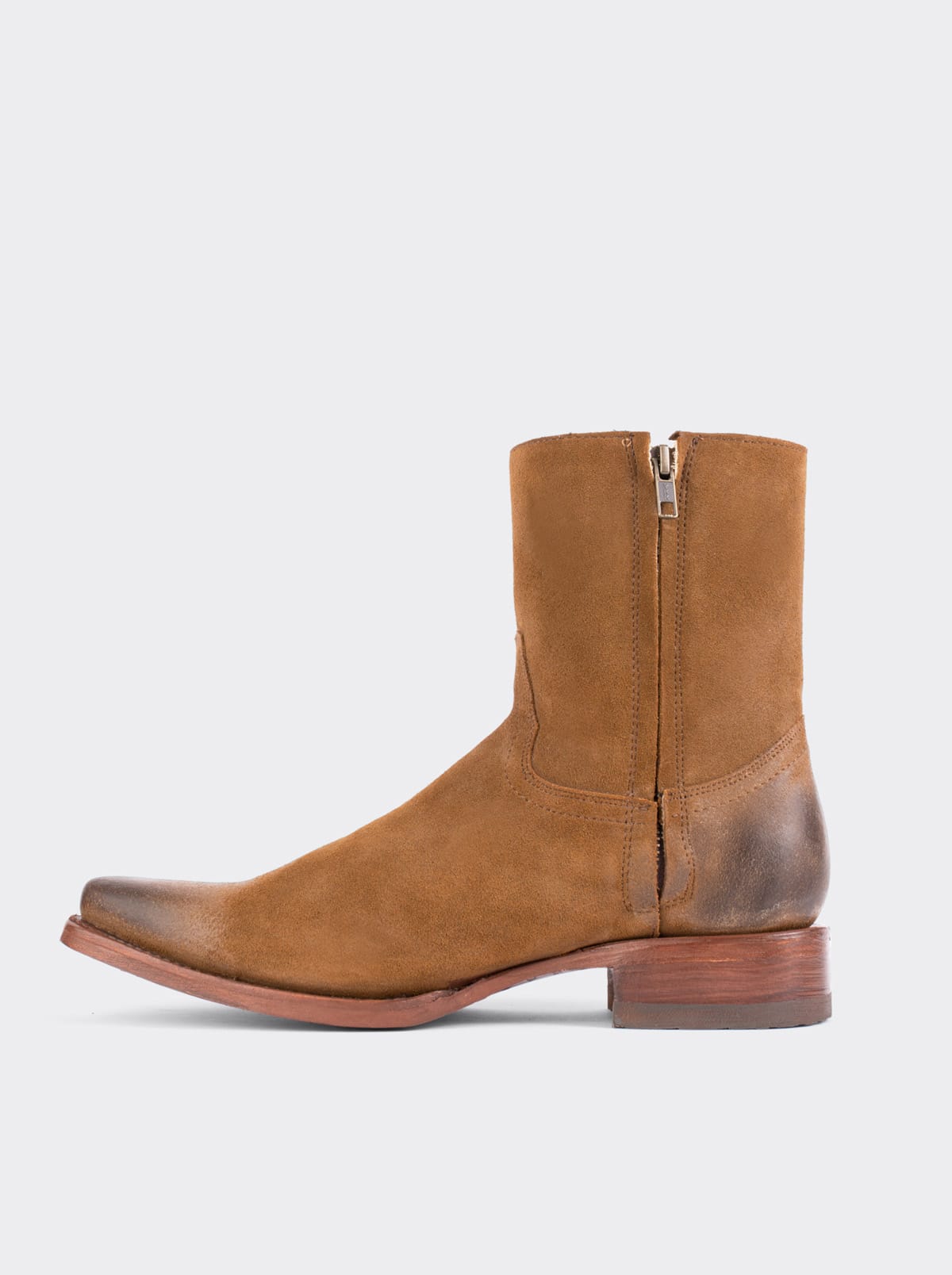 Cowboy Boot with Zip, Suede, Ginger Style 6207