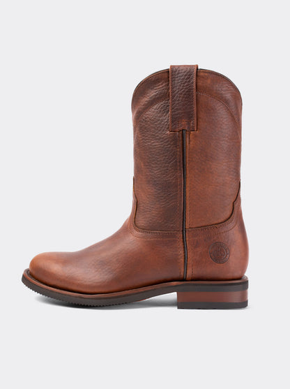 Men's Leather Slip-Resistant Roper Boot Ocher Bull Fight Color Style 1000