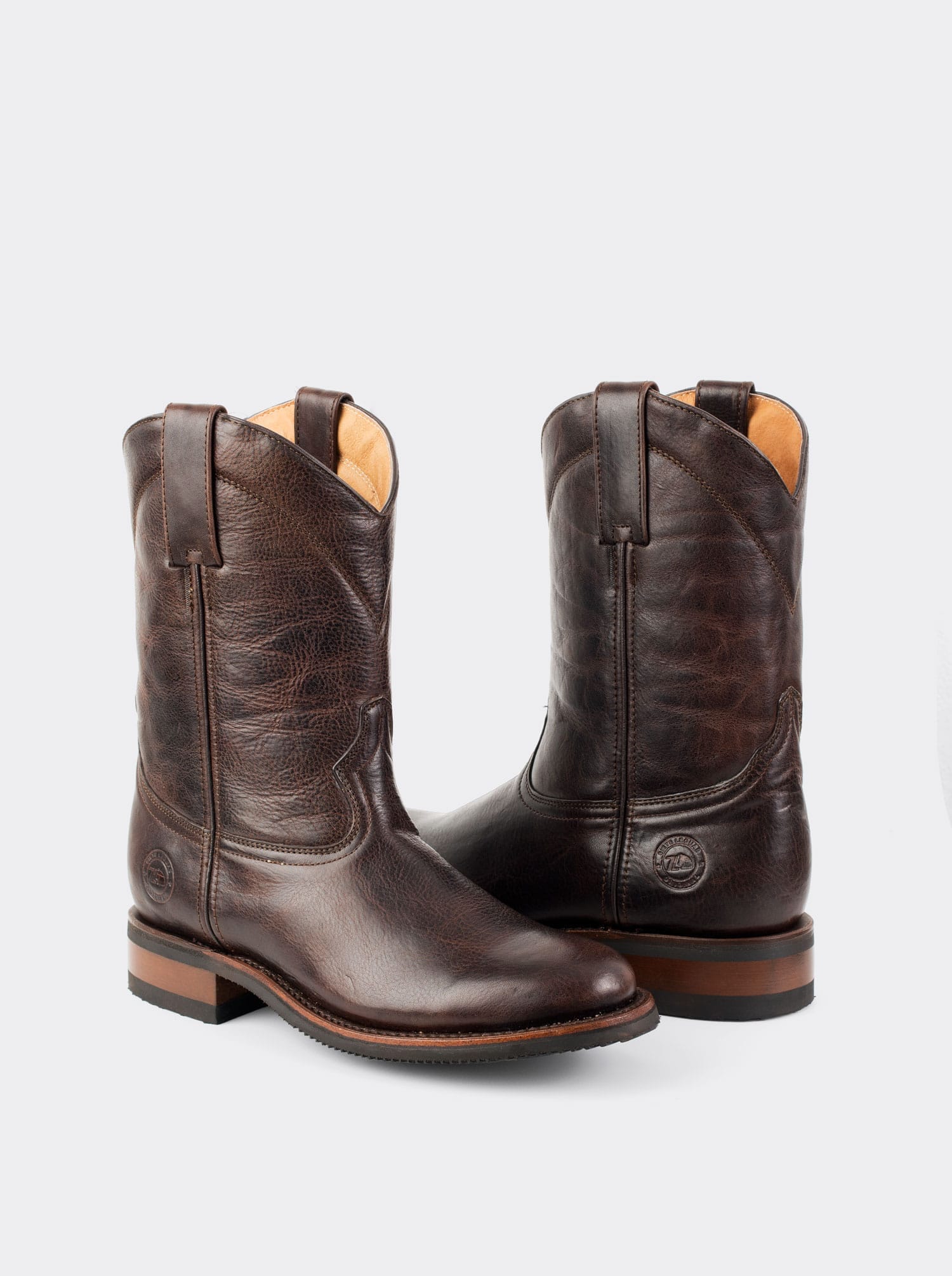 Men's Leather Slip-Resistant Roper Boot Espresso Paddock Color Style 1000