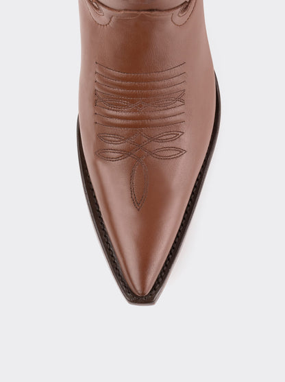 Bota Vaquera Tacón Cubano Borrego Café Estilo 1041