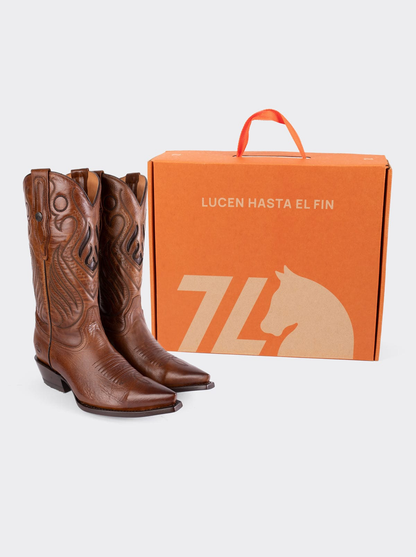 Bota Vaquera Tacón Cubano Olmeca Miel Estilo 1049