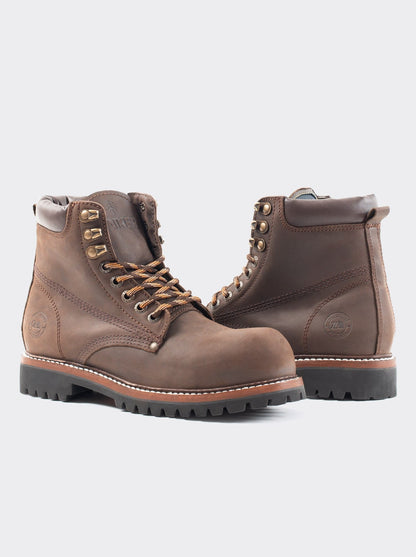 Bota Con Casco Siete Leguas de Uso Rudo Crazy Café Est. 2413