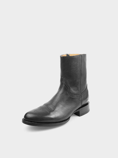 Men's Leather Cowboy Zip Boot Montana Black Color Style 11200