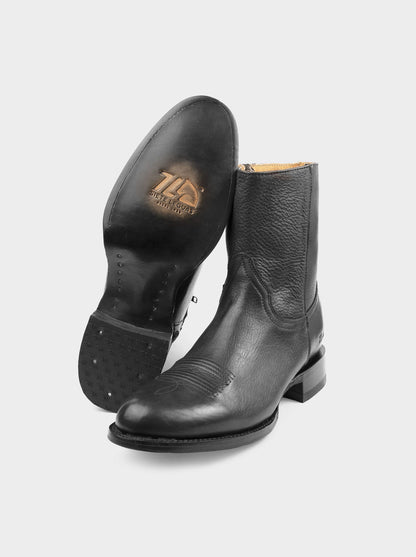 Men's Leather Cowboy Zip Boot Montana Black Color Style 11200