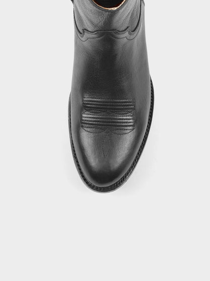 Men's Leather Cowboy Zip Boot Montana Black Color Style 11200