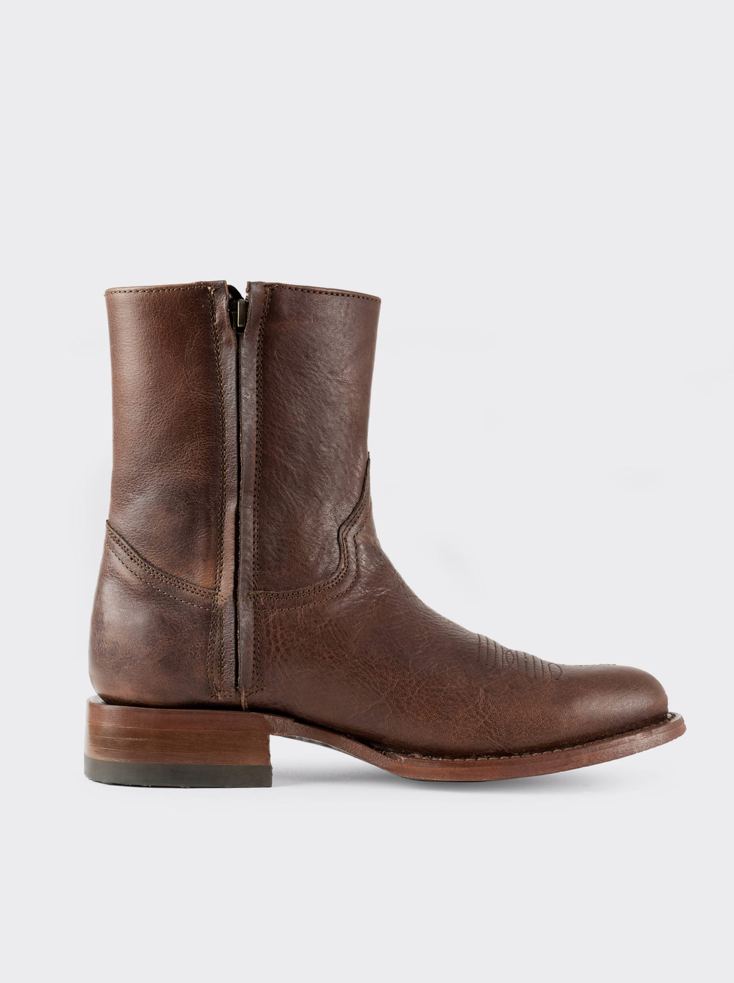 Men's Leather Cowboy Zip Boot Whiskey Paddock Color Style 11200