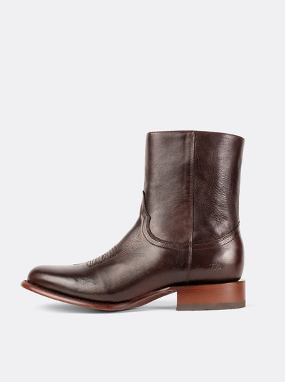 Men's Leather Cowboy Zip Ankle Boot Brown Olmeca Style 11200