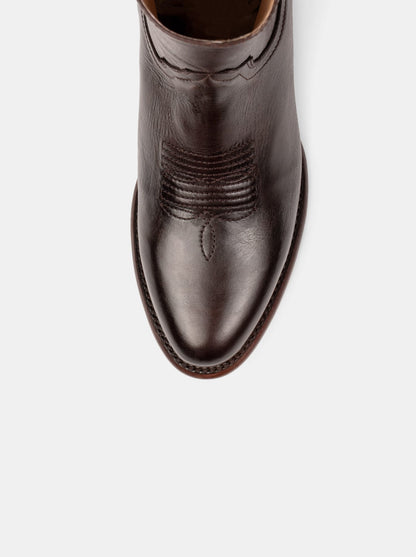 Men's Leather Cowboy Zip Ankle Boot Brown Olmeca Style 11200