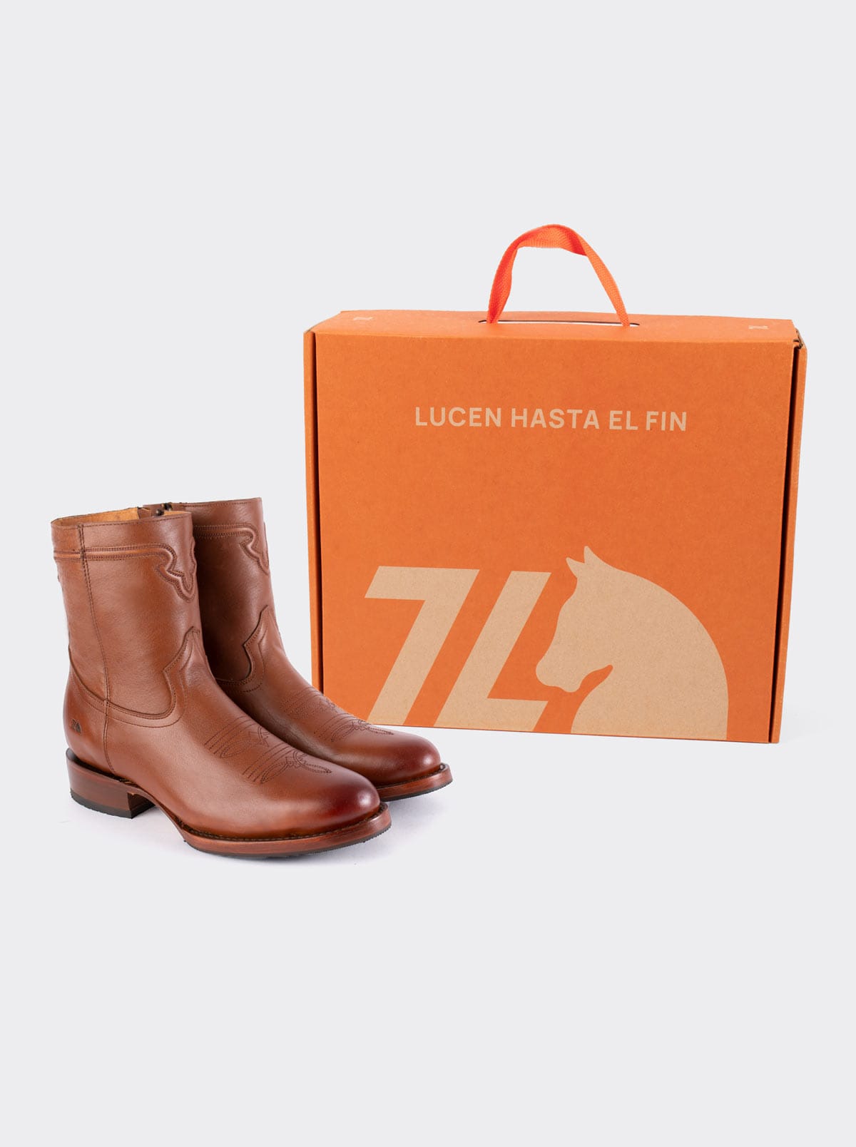 Botín Vaquero con Cierre Suela Antiderrapante Doble Vida Challenger Caoba Estilo 11400