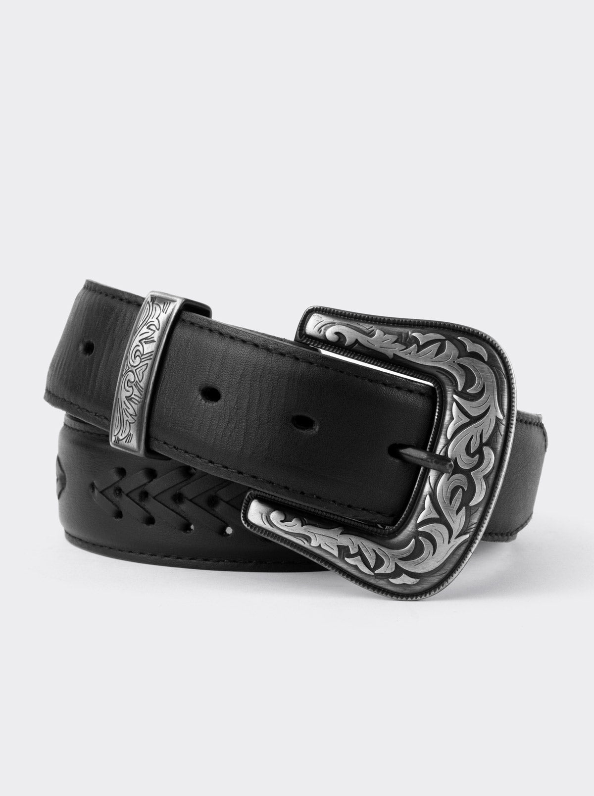 Cinturon Vaquero Piel Montana Negro estilo 15