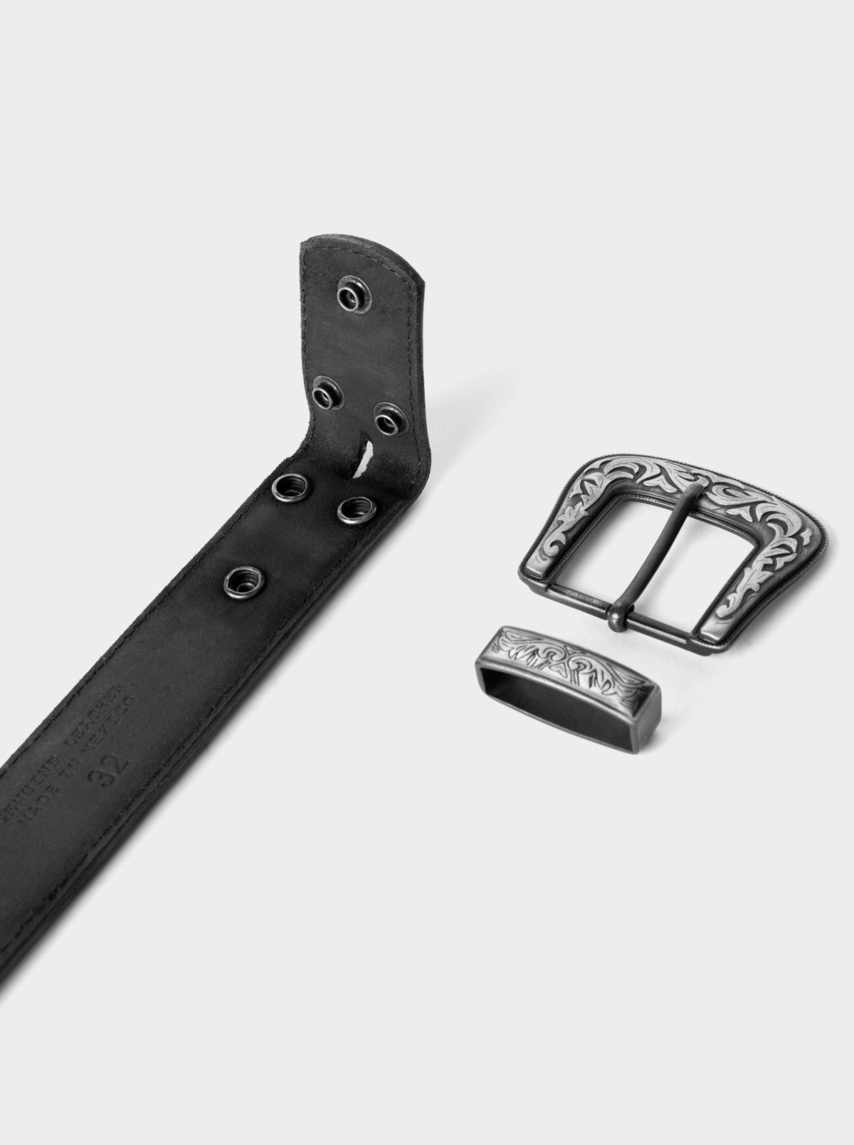 Cinturon Vaquero Piel Montana Negro estilo 15