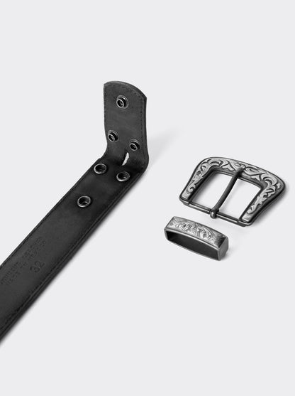 Cinturon Vaquero Piel Montana Negro estilo 15