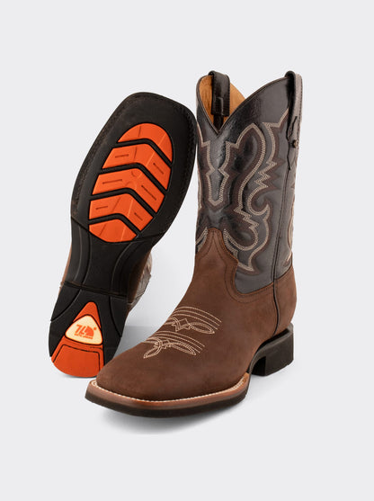 Bota Rodeo con Suela Ligera para Trabajo Crazy Café Estilo 1555