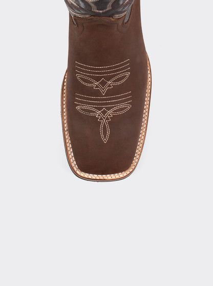 Bota Rodeo con Suela Ligera para Trabajo Crazy Café Estilo 1555