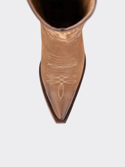 Bota Vaquera Tacón Cubano Nobuck Terracota Estilo 1748