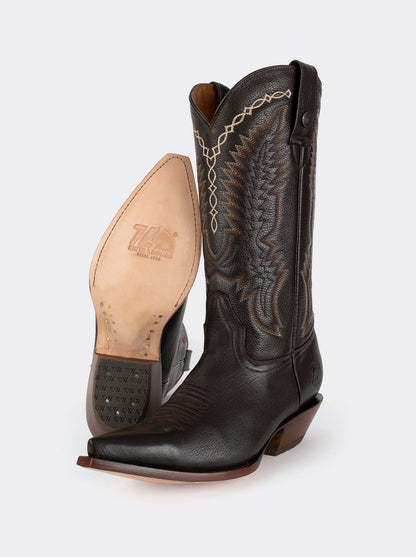 Men´s Leather Cowboy Boot Cuban Heeled Choco Rainbow Style 1748