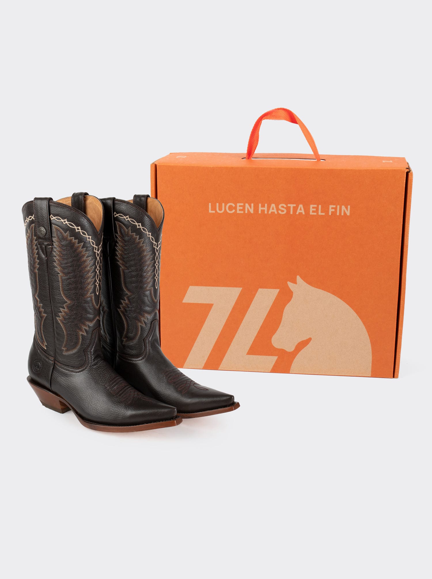 Men´s Leather Cowboy Boot Cuban Heeled Choco Rainbow Style 1748