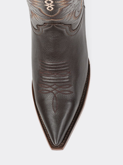 Men´s Leather Cowboy Boot Cuban Heeled Choco Rainbow Style 1748