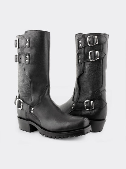 Bota Biker Suela Track Montana Negro Estilo 1805