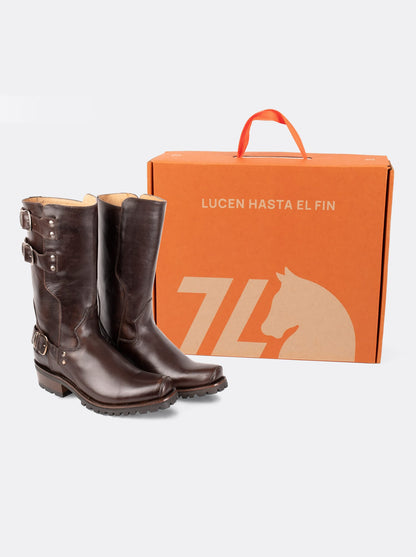 Bota Biker Suela Track Olmeca Café Estilo 1805