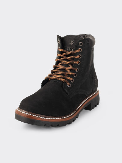Bota Haiker con Piel Waterproof y Suela Vibram® Nobuck Negro Estilo 2415