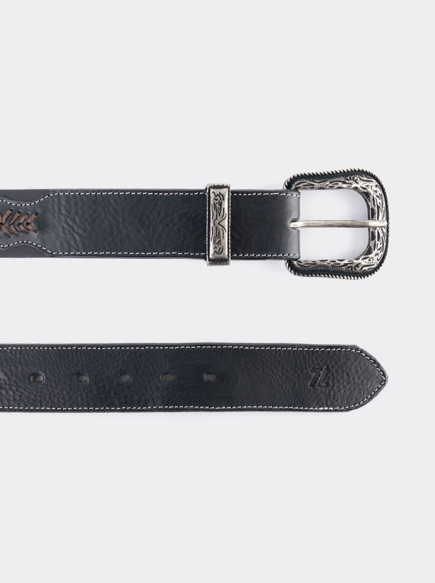 Cowboy Belt in Black Saddle Leather Style 11