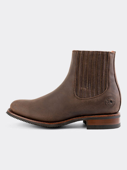 Men's Leather Charro Western Slip Resistant Boot Brown Crazy Color style 6000