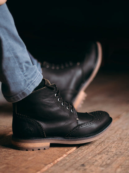 Botin Bostoneano Siete Leguas Piel Montana Negro Est. 7001