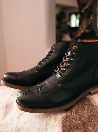 Botin Bostoneano Siete Leguas Piel Montana Negro Est. 7001