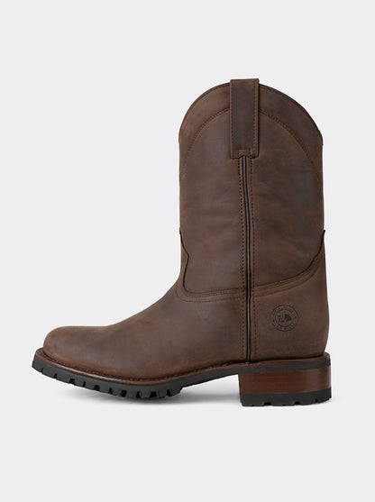 Men's Track Sole Leather Roper Boot Brown Crazy Color Style 1000