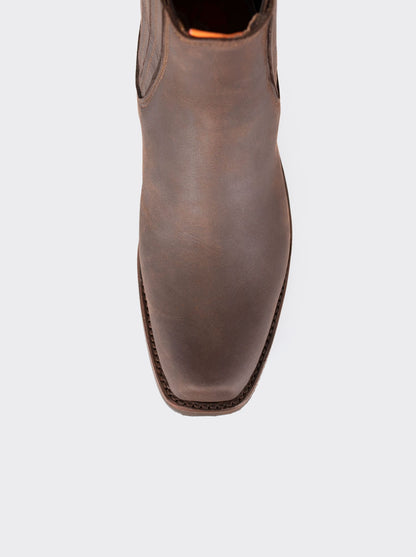 Botín Charro Trompa de Puerco con Suela Antiderrapante Crazy Café Estilo 3603