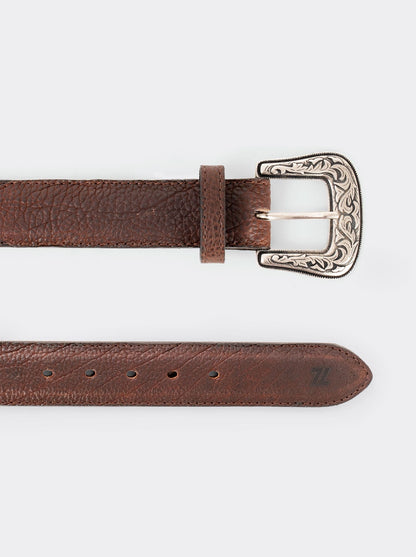 Cowboy Belt in Dark Whiskey Bison Style 13