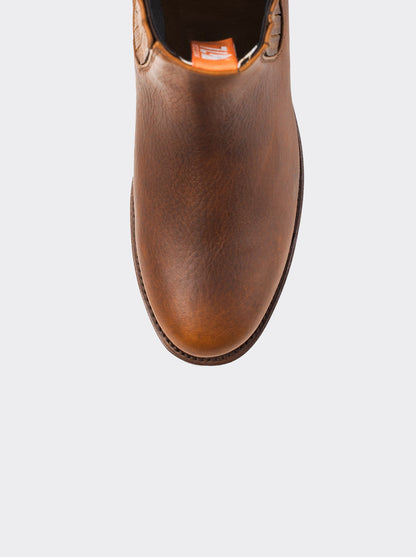 Men's Leather Charro Western Boot Ocher Bull Fight Color style 6000