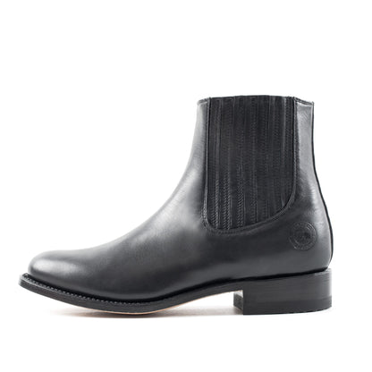Botín Charro con Suela de Cuero Borrego Negro Estilo 6000