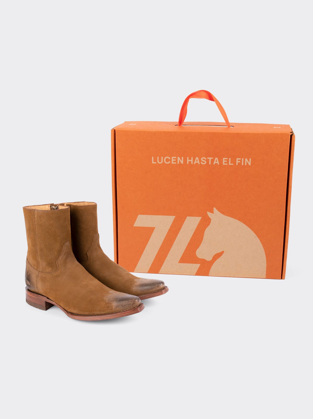 Cowboy Boot with Zip, Suede, Ginger Style 6207