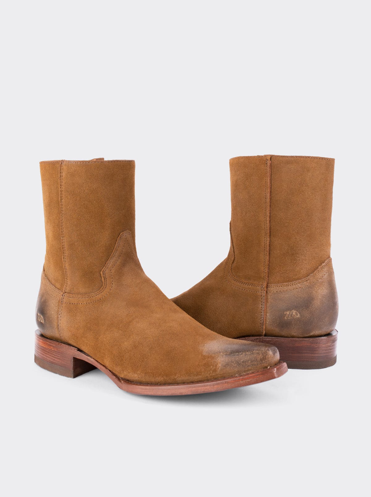 Cowboy Boot with Zip, Suede, Ginger Style 6207