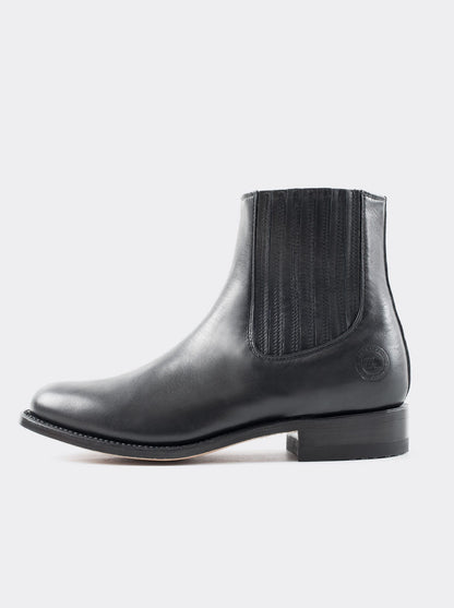 Botín Charro con Suela de Cuero Borrego Negro Estilo 6000