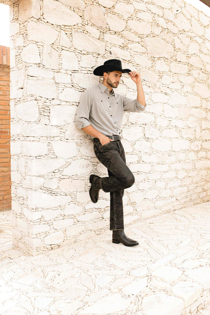 Men's Leather Cowboy Zip Boot Montana Black Color Style 11200