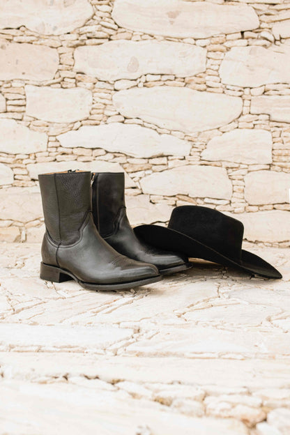 Men's Leather Cowboy Zip Boot Montana Black Color Style 11200