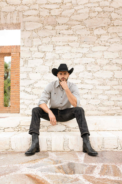 Men's Leather Cowboy Zip Boot Montana Black Color Style 11200